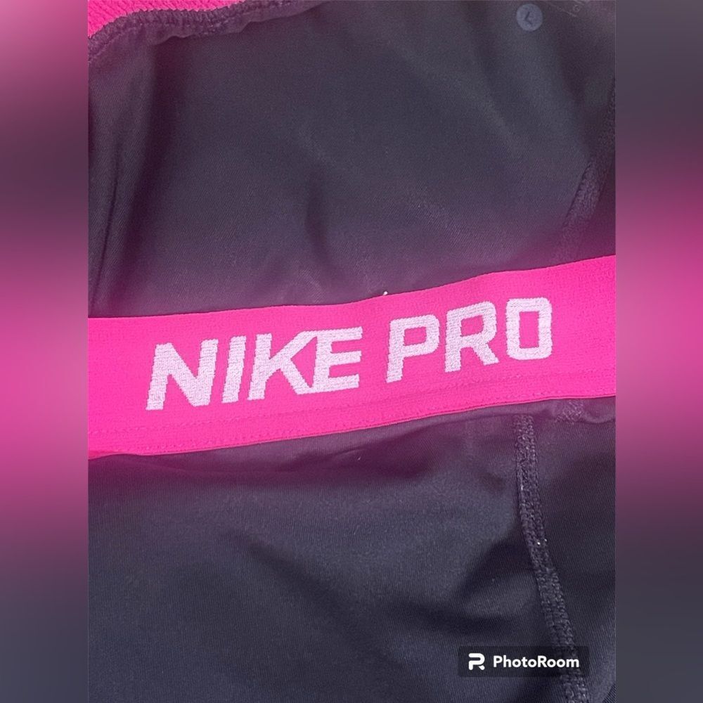 Nike Pro 365 dri-fit Cropped leggings with pink elastic waist size Large - Picture 7 of 7